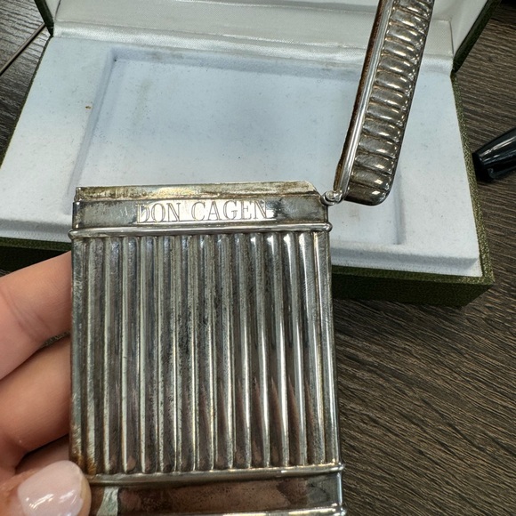 925 Sterling silver Christofle Paris vintage ribbed solid card holder - Picture 10 of 15